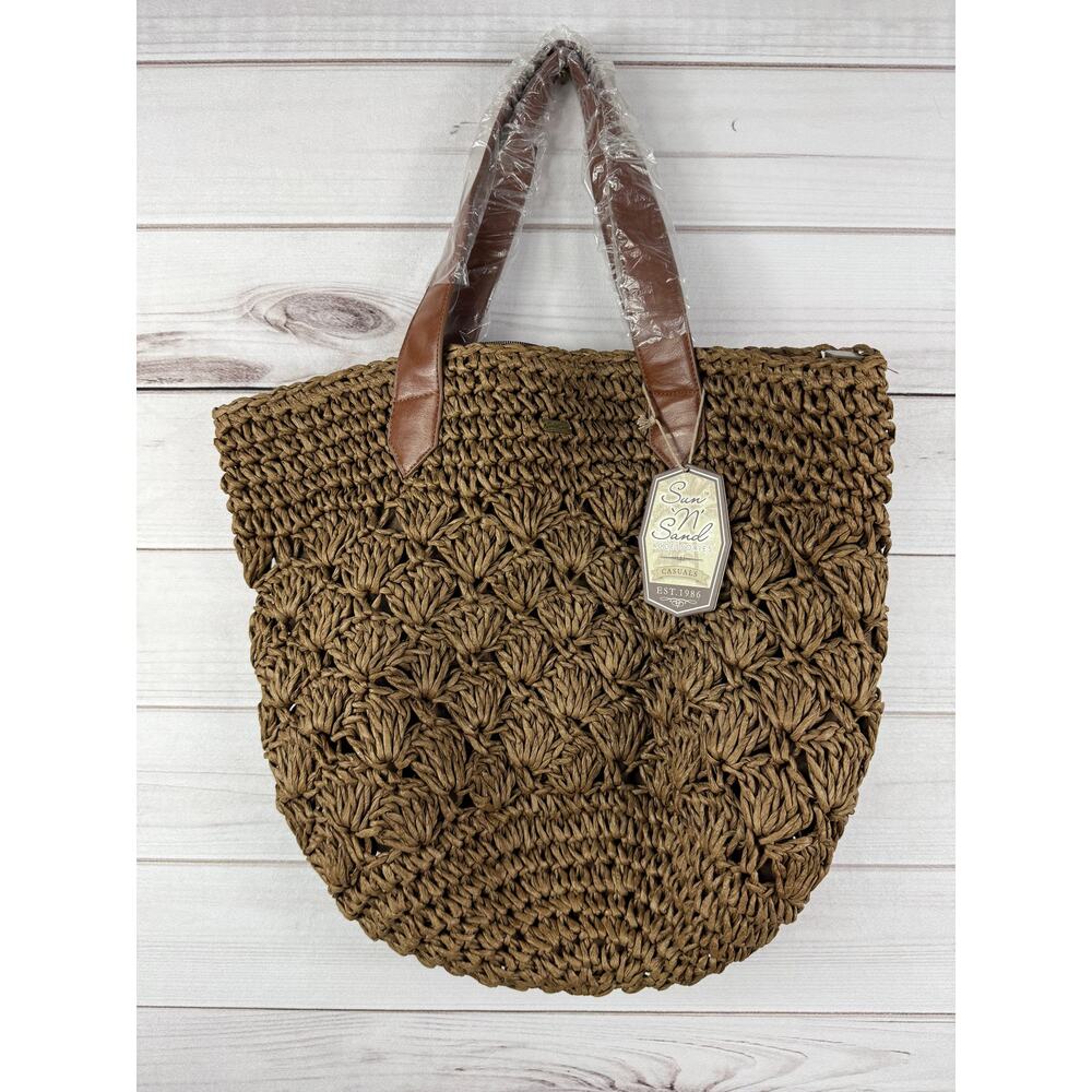 Sun N Sand Brown Straw Tote Summer‎ Bag Brown NWT CE5725B